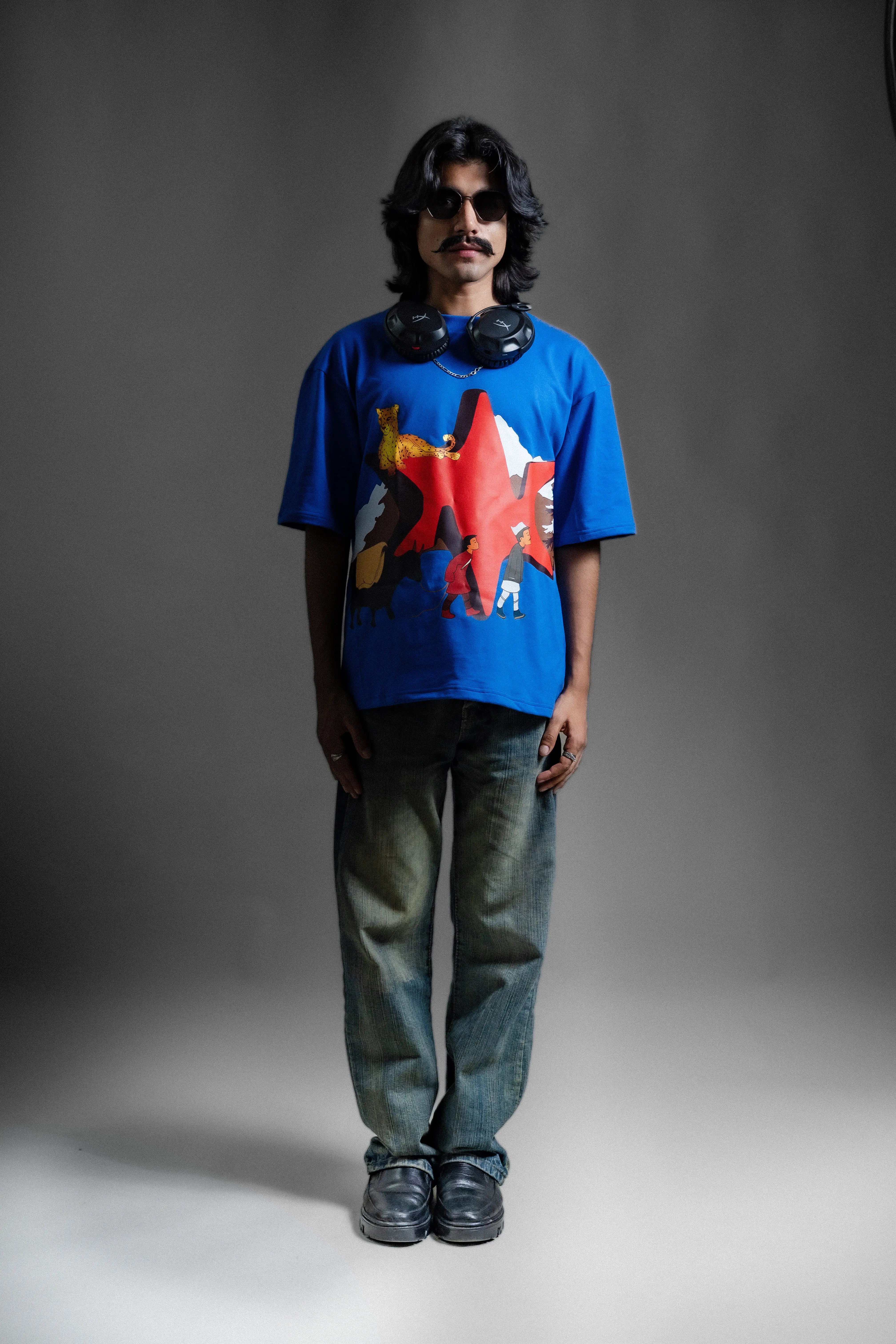 Nomad Line Blue Oversized Tee