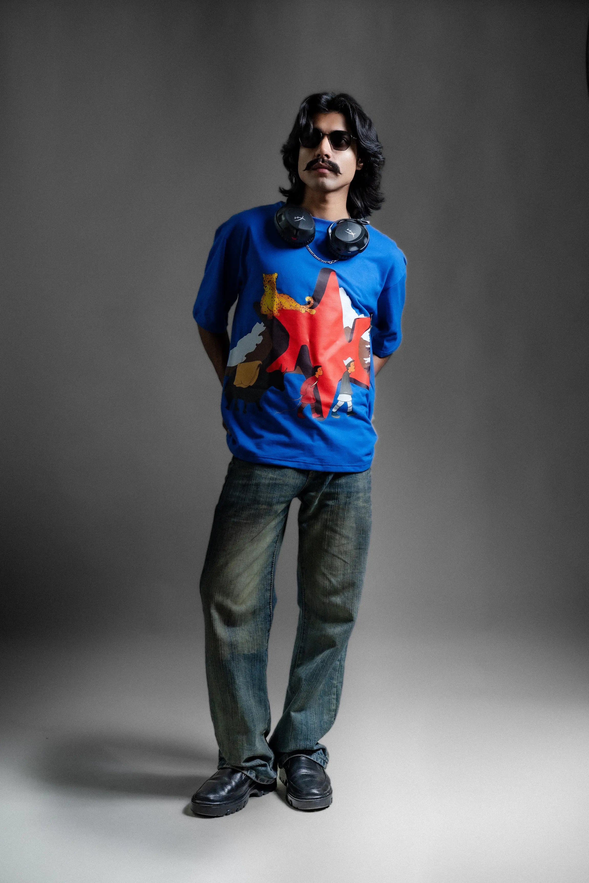 Nomad Line Blue Oversized Tee