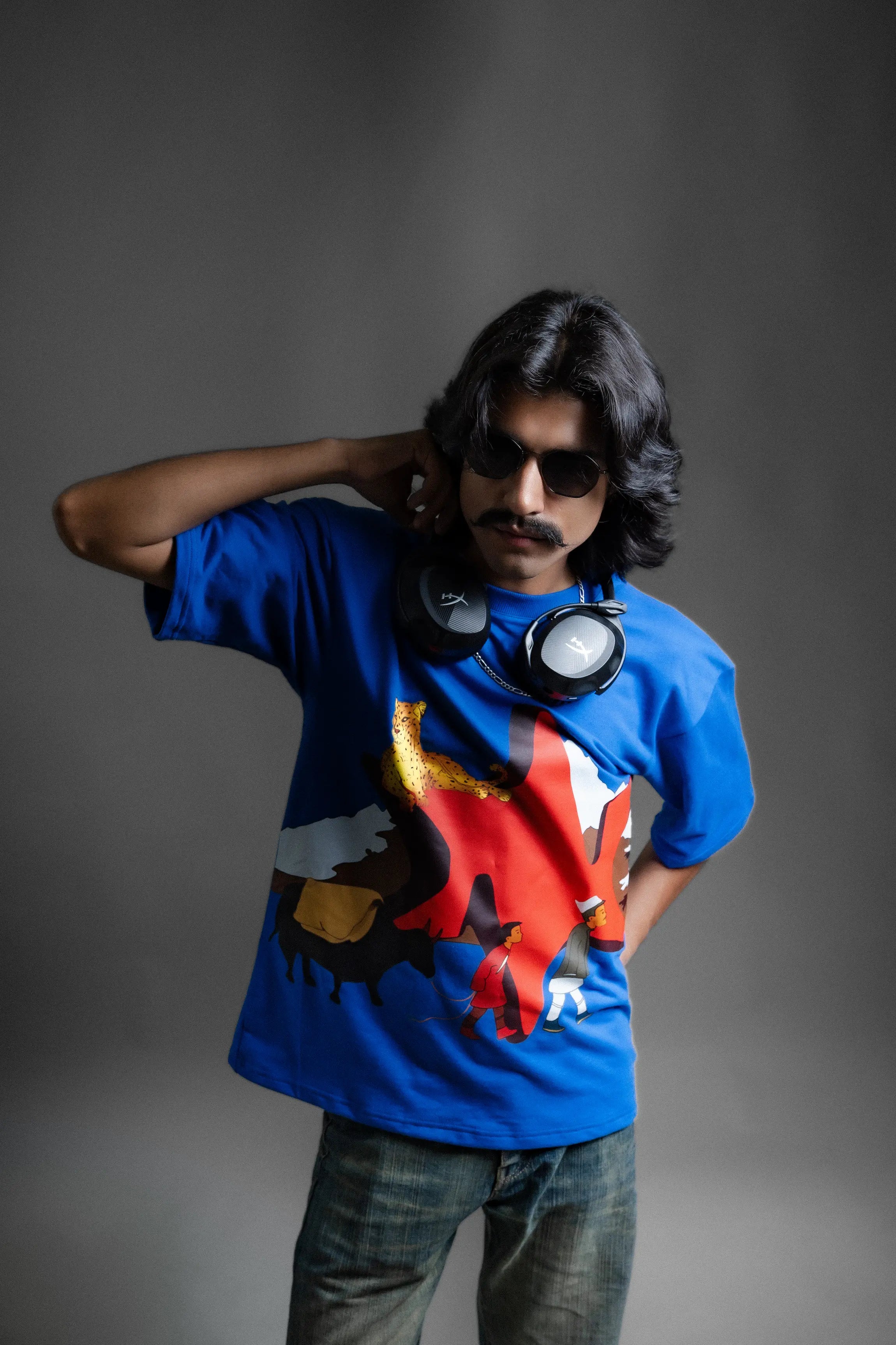 Nomad Line Blue Oversized Tee